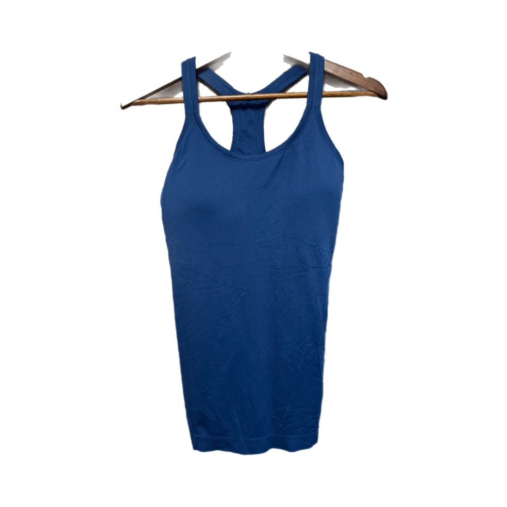 CRZ YOGA Tank Top Women Medium Blue Excellent Ribbed Seamless Racerback Bra